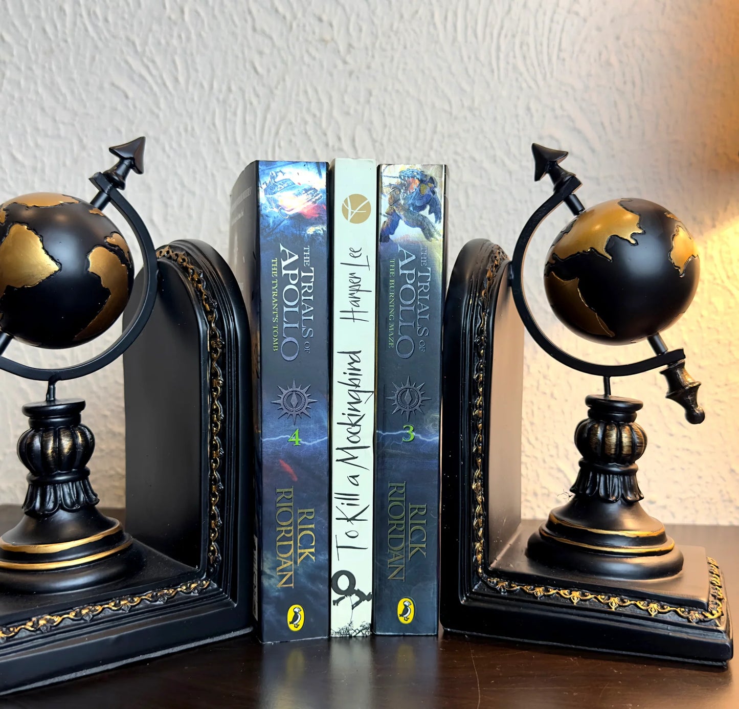 Rustic World Globe Book Ends