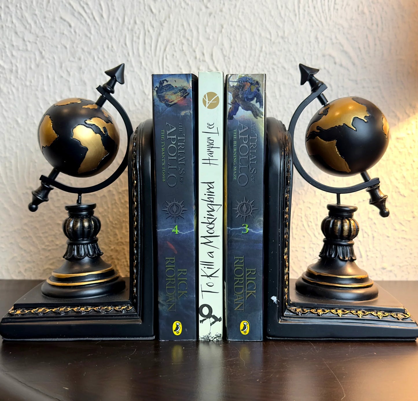 Rustic World Globe Book Ends